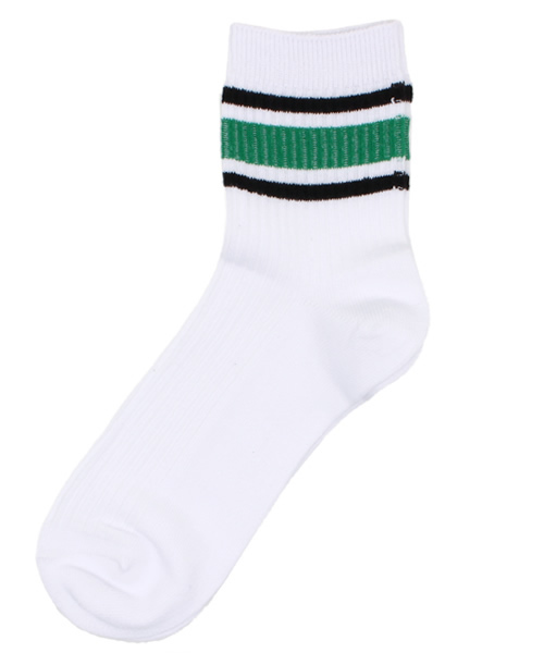 WEGO（ウィゴー）の「WEGO/リブスリーラインソックス（ソックス/靴下・レディース・グリーン/レッド/イエロー/オレンジ/ブルー/サックスブルー/ライトピンク/ホワイト/ブラック/トリコロール・FREE）」の4枚目の写真