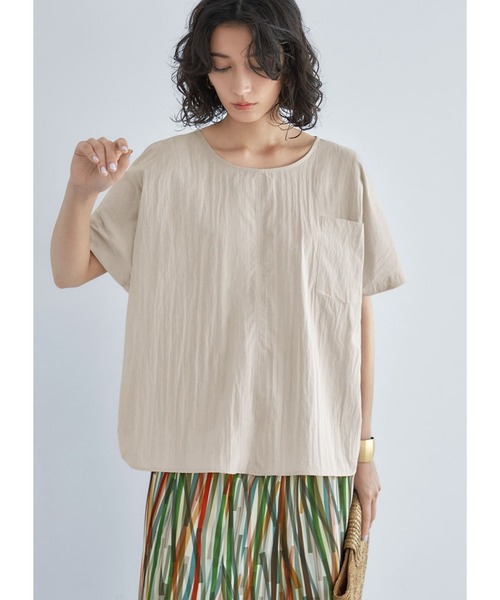 シワ加工ナイロンワイドブラウス（Tシャツ/カットソー）｜STYLE DELI（スタイルデリ）