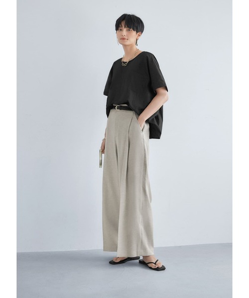 STYLE DELI(スタイルデリ)の「シワ加工ナイロンワイドブラウス(Tシャツ/カットソー・レディース・ブラック/ホワイト/ベージュ・FREE)」の4枚目の写真