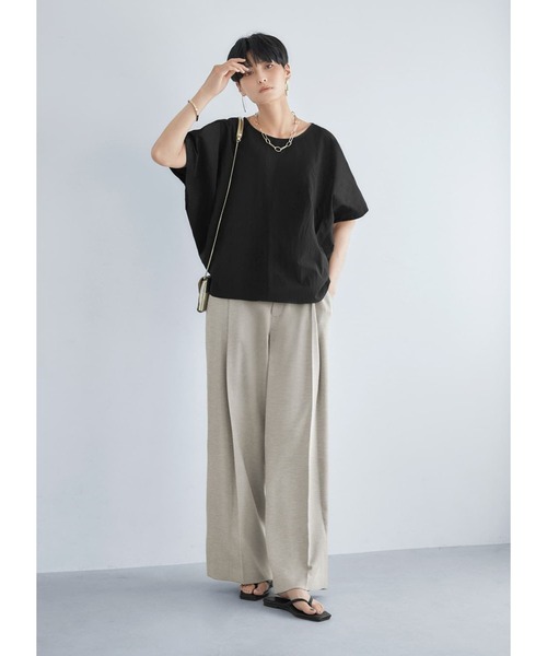 STYLE DELI(スタイルデリ)の「シワ加工ナイロンワイドブラウス(Tシャツ/カットソー・レディース・ブラック/ホワイト/ベージュ・FREE)」の8枚目の写真