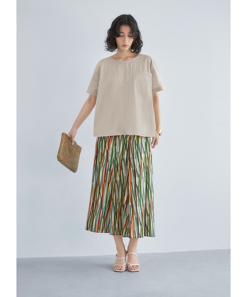 STYLE DELI(スタイルデリ)の「シワ加工ナイロンワイドブラウス(Tシャツ/カットソー・レディース・ブラック/ホワイト/ベージュ・FREE)」の9枚目の写真