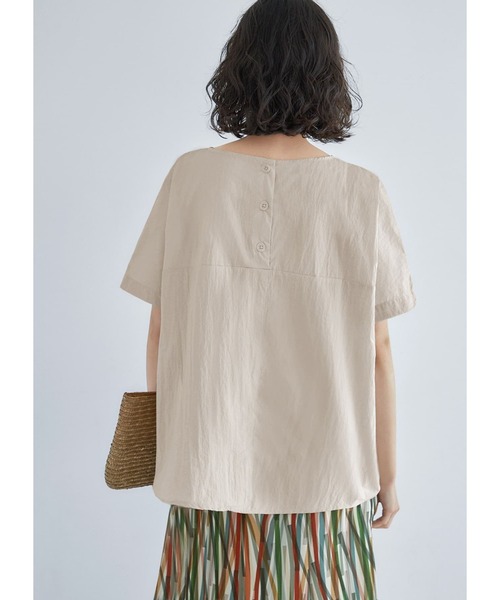 STYLE DELI(スタイルデリ)の「シワ加工ナイロンワイドブラウス(Tシャツ/カットソー・レディース・ブラック/ホワイト/ベージュ・FREE)」の12枚目の写真