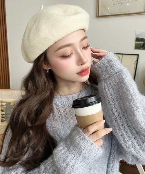 moment+（モーメントプラス）の「ウール混ベレー帽（ハンチング/ベレー帽・レディース・モカ/ベージュ/アイボリー/ブラック/チャコールグレー/杢グレー・FREE）」の17枚目の写真