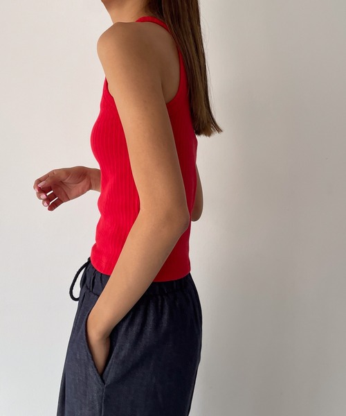 CANAL JEAN（キャナルジーン）の「El mar　ランダムリブタンクトップ（タンクトップ・レディース・ブラック/レッド・ONE SIZE）」の6枚目の写真