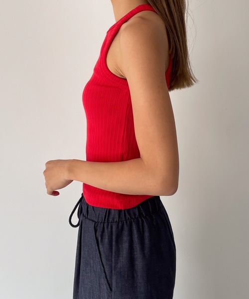 CANAL JEAN（キャナルジーン）の「El mar　ランダムリブタンクトップ（タンクトップ・レディース・ブラック/レッド・ONE SIZE）」の7枚目の写真