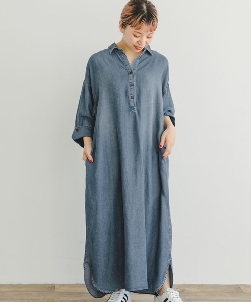 ITEMS URBANRESEARCH（アイテムズ アーバンリサーチ）の「テンセルデニムワンピース（ワンピース・レディース・ネイビー/ブルー・FREE）」の2枚目の写真