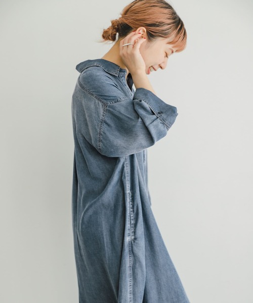 ITEMS URBANRESEARCH（アイテムズ アーバンリサーチ）の「テンセルデニムワンピース（ワンピース・レディース・ネイビー/ブルー・FREE）」の4枚目の写真