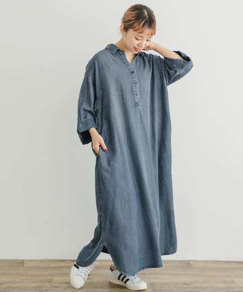 ITEMS URBANRESEARCH（アイテムズ アーバンリサーチ）の「テンセルデニムワンピース（ワンピース・レディース・ネイビー/ブルー・FREE）」の5枚目の写真