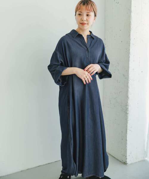 ITEMS URBANRESEARCH（アイテムズ アーバンリサーチ）の「テンセルデニムワンピース（ワンピース・レディース・ネイビー/ブルー・FREE）」の8枚目の写真