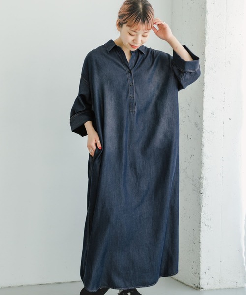 ITEMS URBANRESEARCH（アイテムズ アーバンリサーチ）の「テンセルデニムワンピース（ワンピース・レディース・ネイビー/ブルー・FREE）」の9枚目の写真