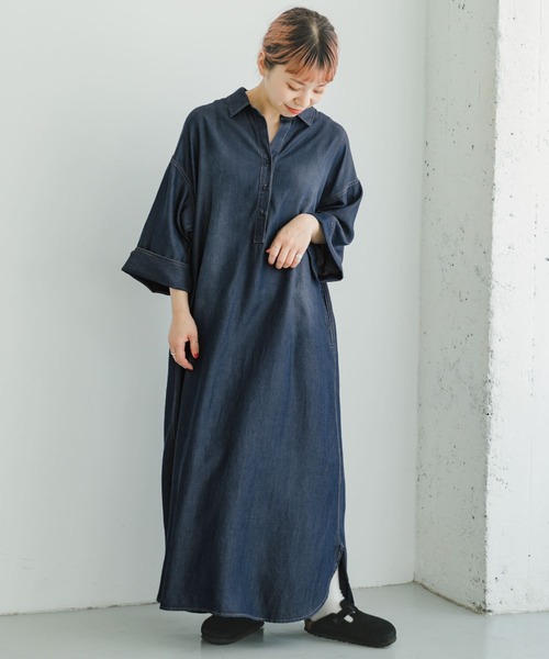 ITEMS URBANRESEARCH（アイテムズ アーバンリサーチ）の「テンセルデニムワンピース（ワンピース・レディース・ネイビー/ブルー・FREE）」の10枚目の写真