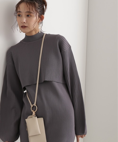 N.（N. Natural Beauty Basic）（エヌエヌナチュラルビューティーベーシック）の「◆クロップドニットセットワンピース（ワンピース・レディース・ブルーグレー/ベージュ/オレンジ・MEDIUM）」の7枚目の写真