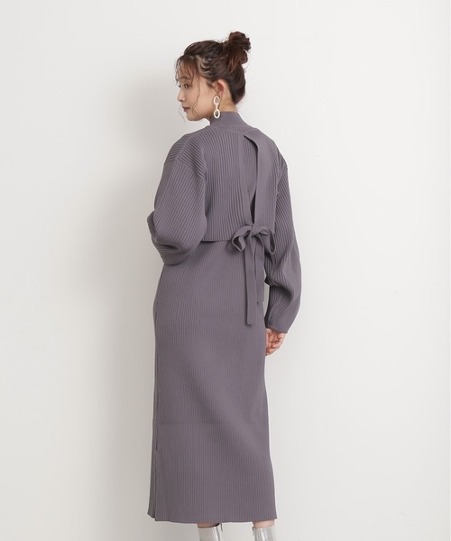 N.（N. Natural Beauty Basic）（エヌエヌナチュラルビューティーベーシック）の「◆クロップドニットセットワンピース（ワンピース・レディース・ブルーグレー/ベージュ/オレンジ・MEDIUM）」の9枚目の写真