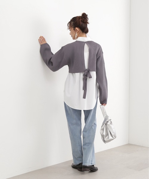 N.（N. Natural Beauty Basic）（エヌエヌナチュラルビューティーベーシック）の「◆クロップドニットセットワンピース（ワンピース・レディース・ブルーグレー/ベージュ/オレンジ・MEDIUM）」の22枚目の写真