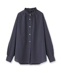 スタンドフリルネックドットプリントブラウス ドレステリア DRESSTERIOR スタンドフリルネックドットプリントブラウス | ドレステリア