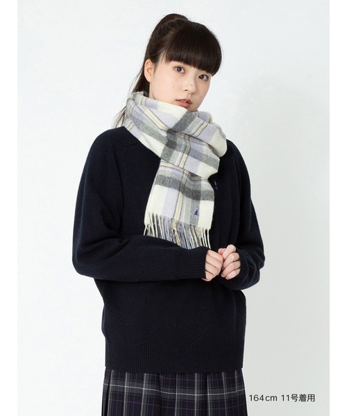 EASTBOY(イーストボーイ)の「マフラー チェック 【ミルキーグレープ女神】通学 スクール(マフラー・キッズ・ホワイト系・F)」の5枚目の写真