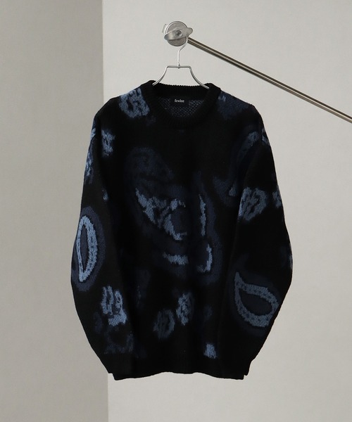 TOGA◆ニット・セーター(薄手)/FREE/ウール/BLK/総柄 TOGA PULLA/トーガプルラ】Wool knit pullover（ニット/セーター