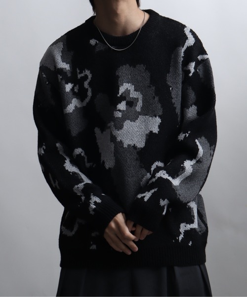 総柄モヘアライクニットクルーネックセーター（ニット/セーター）｜Art