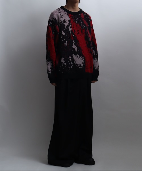 総柄モヘアライクニットクルーネックセーター（ニット/セーター）｜Art