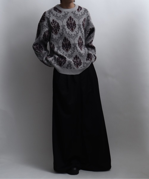 セール】総柄モヘアライクニットクルーネックセーター（ニット