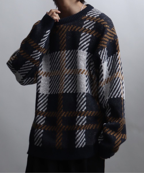 セール】総柄モヘアライクニットクルーネックセーター（ニット