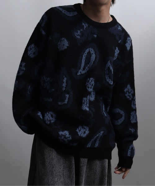 総柄モヘアライクニットクルーネックセーター（ニット/セーター）｜Art