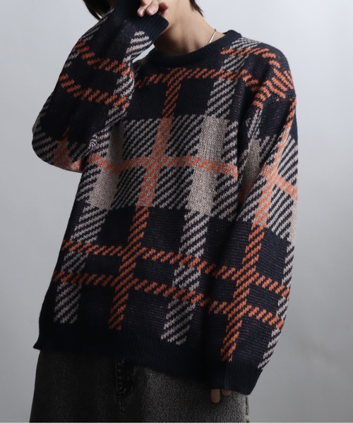 セール】総柄モヘアライクニットクルーネックセーター（ニット