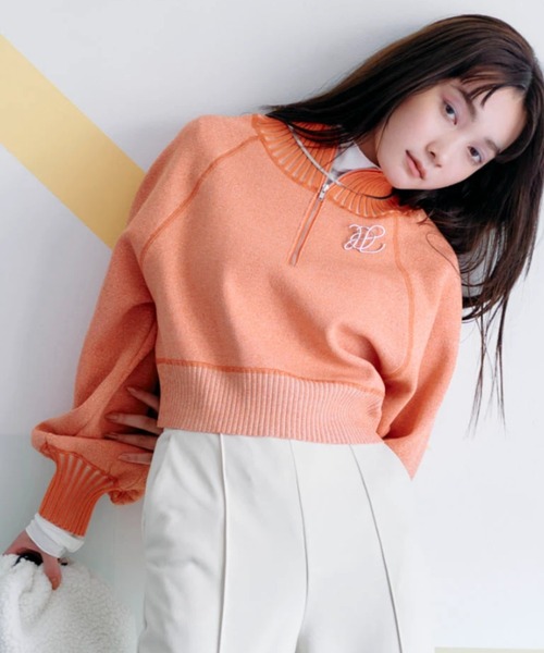 KBF(ケイビーエフ)の「KBF2wayクロップドスウェットライクプルオーバー(スウェット・レディース・オレンジ/チャコールグレー/グリーン・FREE)」の4枚目の写真