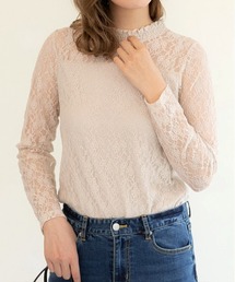 レース シアー素材 ロングTシャツ