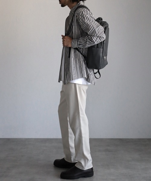 ビルディングブロック リュック Rucksack 型押しロゴ レザー グレー florist デイバック リュック 「防水コーティング・A4対応