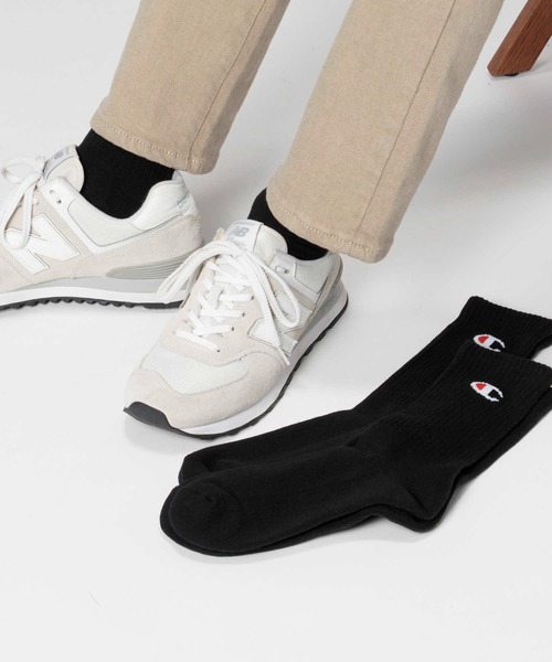 Champion(チャンピオン)の「【Champion】ハーフパイル3ソックスRムジ(ソックス/靴下・メンズ・オフホワイト/ブラック・M/L)」の2枚目の写真