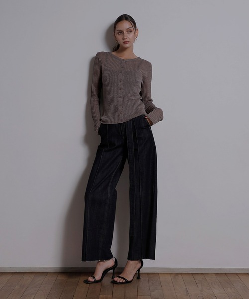 MIELI INVARIANT（ミエリインヴァリアント）の「Glitter Sheer Knit Cardigan（カーディガン/ボレロ・レディース・モカ/ベージュ系その他/ブラック・FREE）」の14枚目の写真