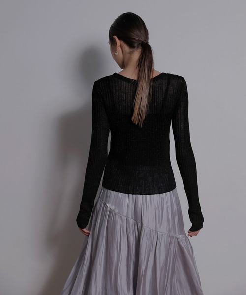 MIELI INVARIANT（ミエリインヴァリアント）の「Glitter Sheer Knit Cardigan（カーディガン/ボレロ・レディース・モカ/ベージュ系その他/ブラック・FREE）」の19枚目の写真