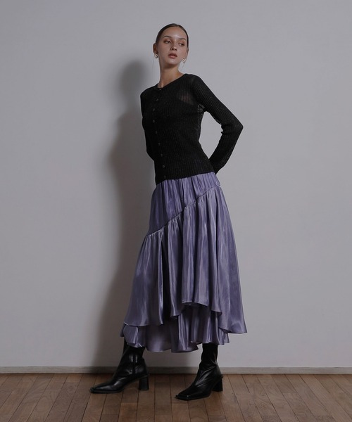 MIELI INVARIANT（ミエリインヴァリアント）の「Glitter Sheer Knit Cardigan（カーディガン/ボレロ・レディース・モカ/ベージュ系その他/ブラック・FREE）」の21枚目の写真