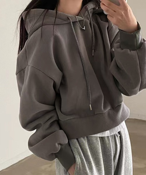 LAFFMO（ラフモ）の「ボリュームスリーブフーディー（パーカー・レディース・ダークグレー/ベージュ/グリーン/ネイビー・F）」の2枚目の写真