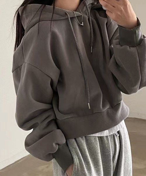 LAFFMO（ラフモ）の「ボリュームスリーブフーディー（パーカー・レディース・ダークグレー/ベージュ/グリーン/ネイビー・F）」の6枚目の写真