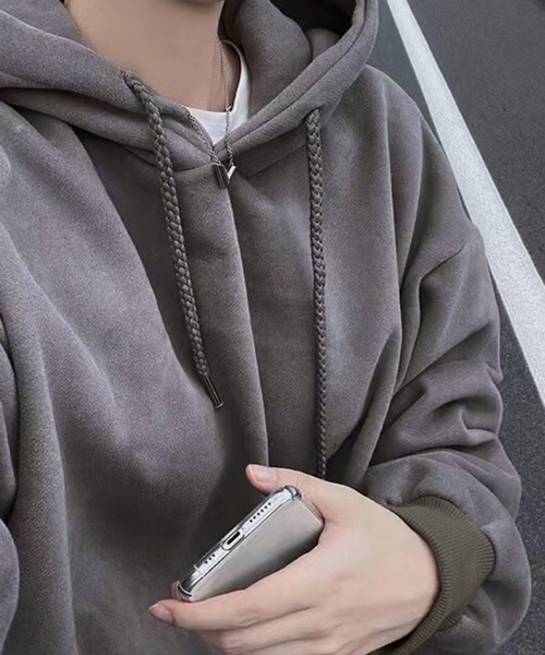 LAFFMO（ラフモ）の「ボリュームスリーブフーディー（パーカー・レディース・ダークグレー/ベージュ/グリーン/ネイビー・F）」の7枚目の写真