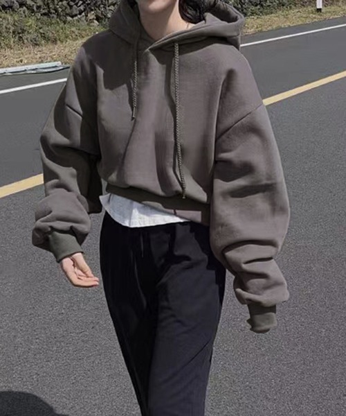 LAFFMO（ラフモ）の「ボリュームスリーブフーディー（パーカー・レディース・ダークグレー/ベージュ/グリーン/ネイビー・F）」の9枚目の写真