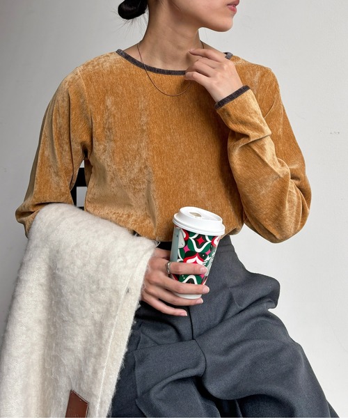 CPCM（シーピーシーエム）の「細配色クラッシュベロアロンT（Tシャツ