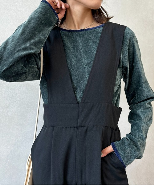 CPCM（シーピーシーエム）の「細配色クラッシュベロアロンT（Tシャツ/カットソー・レディース・グリーン/アイボリー/オレンジ/チャコールグレー/サックスブルー/マスタード・FREE）」の20枚目の写真