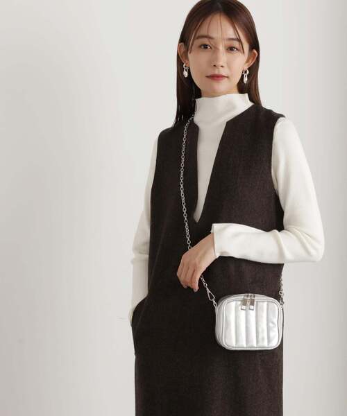 N.（N. Natural Beauty Basic）（エヌエヌナチュラルビューティーベーシック）の「◆ウォームアップリブハイネックニット（ニット/セーター・レディース・グレイッシュベージュ/オフホワイト/ブラック・MEDIUM）」の15枚目の写真