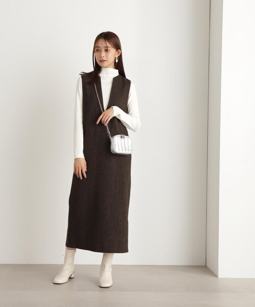 N.（N. Natural Beauty Basic）（エヌエヌナチュラルビューティーベーシック）の「◆ウォームアップリブハイネックニット（ニット/セーター・レディース・グレイッシュベージュ/オフホワイト/ブラック・MEDIUM）」の16枚目の写真