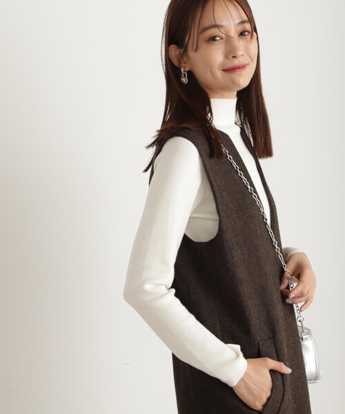 N.（N. Natural Beauty Basic）（エヌエヌナチュラルビューティーベーシック）の「◆ウォームアップリブハイネックニット（ニット/セーター・レディース・グレイッシュベージュ/オフホワイト/ブラック・MEDIUM）」の20枚目の写真