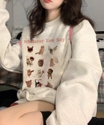 オーバーシルエットキャットプリントスウェット
