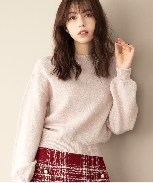 MISCH MASCH（ミッシュマッシュ）の「■2023秋冬新作■スパンコール糸ニット/MM348306（ニット/セーター・レディース・ライトブルー/ベージュ/ピンク/ホワイト・ﾌﾘ-）」の4枚目の写真