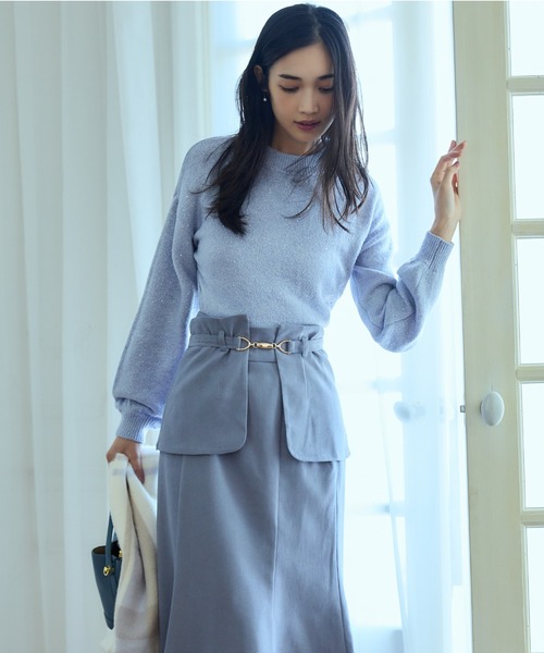 MISCH MASCH（ミッシュマッシュ）の「■2023秋冬新作■スパンコール糸ニット/MM348306（ニット/セーター・レディース・ライトブルー/ベージュ/ピンク/ホワイト・ﾌﾘ-）」の5枚目の写真