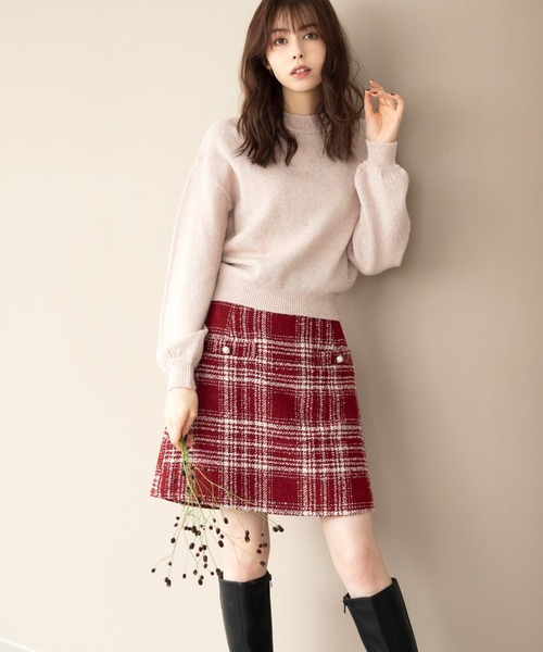 MISCH MASCH（ミッシュマッシュ）の「■2023秋冬新作■スパンコール糸ニット/MM348306（ニット/セーター・レディース・ライトブルー/ベージュ/ピンク/ホワイト・ﾌﾘ-）」の7枚目の写真