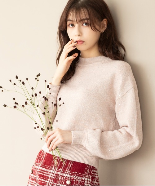 MISCH MASCH（ミッシュマッシュ）の「■2023秋冬新作■スパンコール糸ニット/MM348306（ニット/セーター・レディース・ライトブルー/ベージュ/ピンク/ホワイト・ﾌﾘ-）」の11枚目の写真