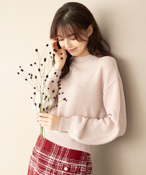 MISCH MASCH（ミッシュマッシュ）の「■2023秋冬新作■スパンコール糸ニット/MM348306（ニット/セーター・レディース・ライトブルー/ベージュ/ピンク/ホワイト・ﾌﾘ-）」の12枚目の写真