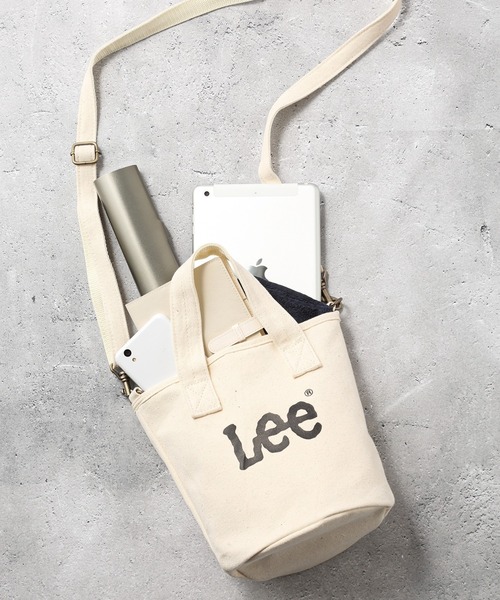 Lee/リー キャンバス プリントロゴ 丸底 バケツ型 2WAYバッグ